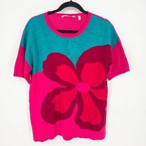 Soft Surrounding Women's Pink Blue Azalea Short‎ sleeve knit sweater top Medium